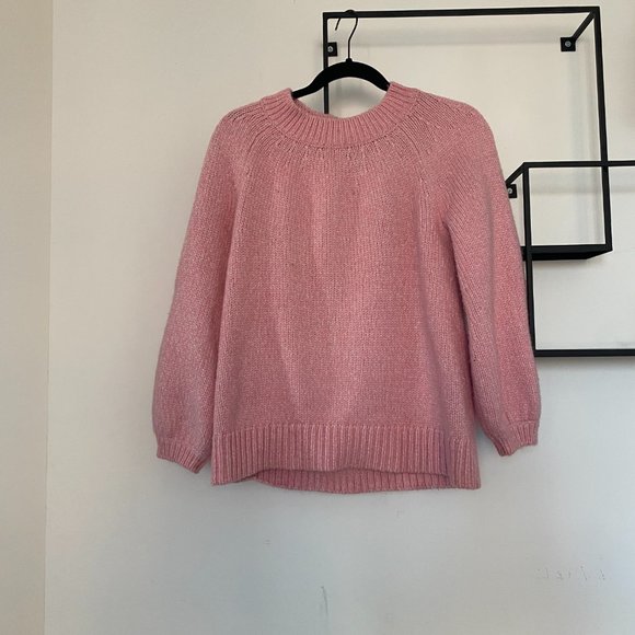 Loft Balloon Sleeve Pink Tie Sweater Size M - Picture 7 of 9